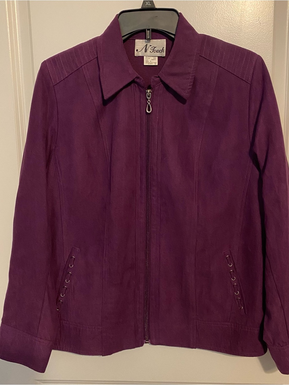 Vintage NTouch Plum Purple Faux Suede Jacket Women’s Sz 8 Y2K Retro